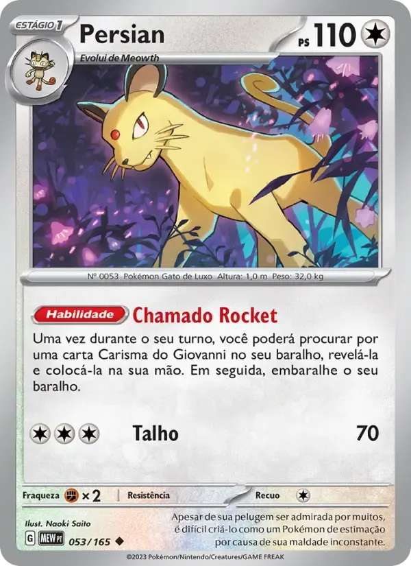 Persian — 151 53 Portuguese Pokémon card