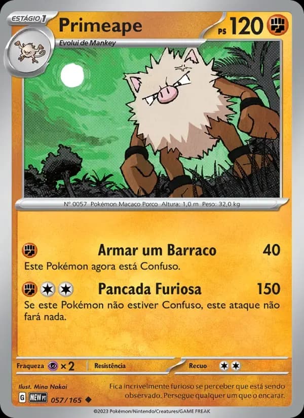 Primeape — 151 57 Portuguese Pokémon card