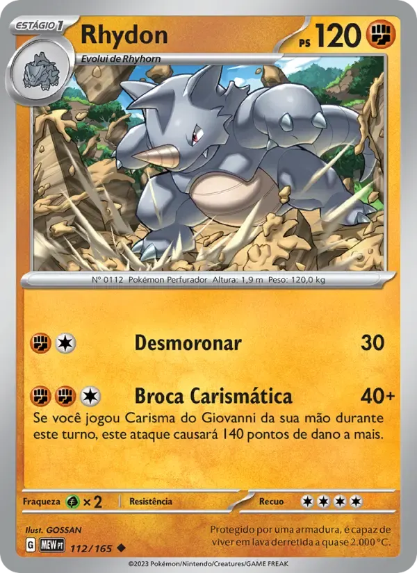 Rhydon — 151 112 Portuguese Pokémon card