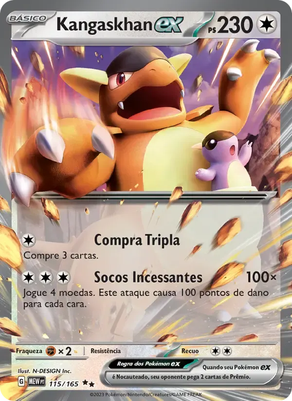 Kangaskhan ex — 151 115 Portuguese Pokémon card