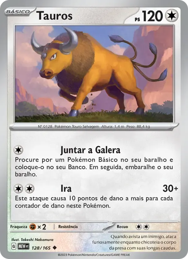 Tauros — 151 128 Portuguese Pokémon card