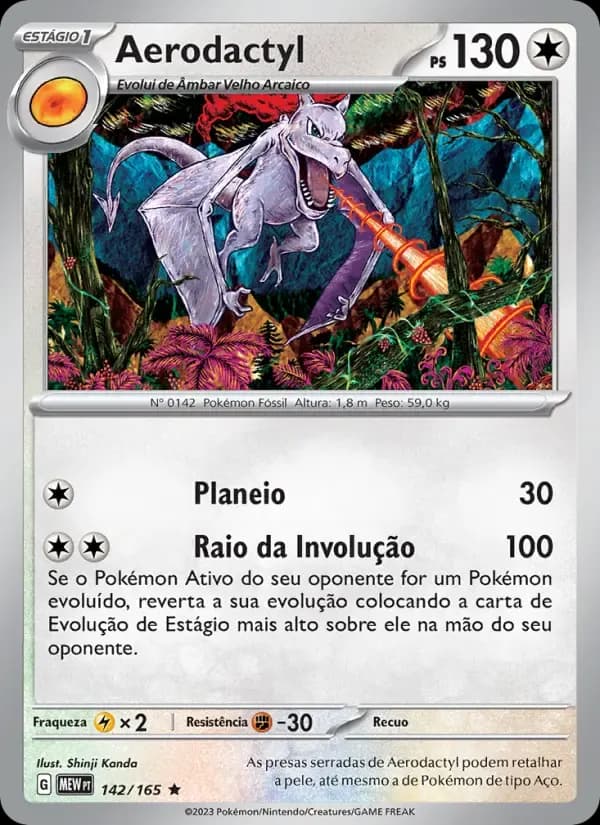 Aerodactyl — 151 142 Portuguese Pokémon card