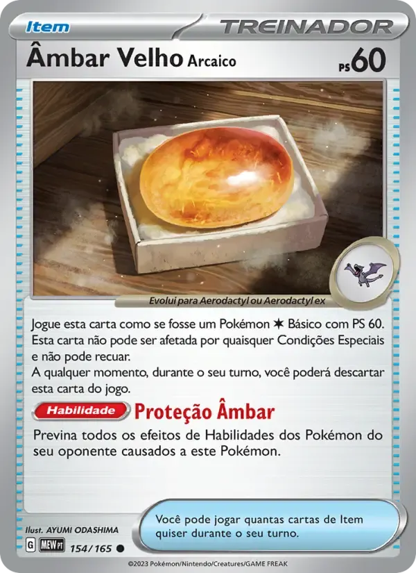 Âmbar Velho Arcaico — 151 154 Portuguese Pokémon card