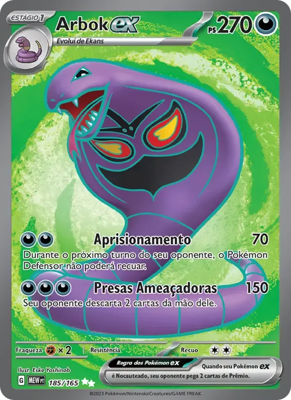 Arbok ex — 151 185 Portuguese Pokémon card