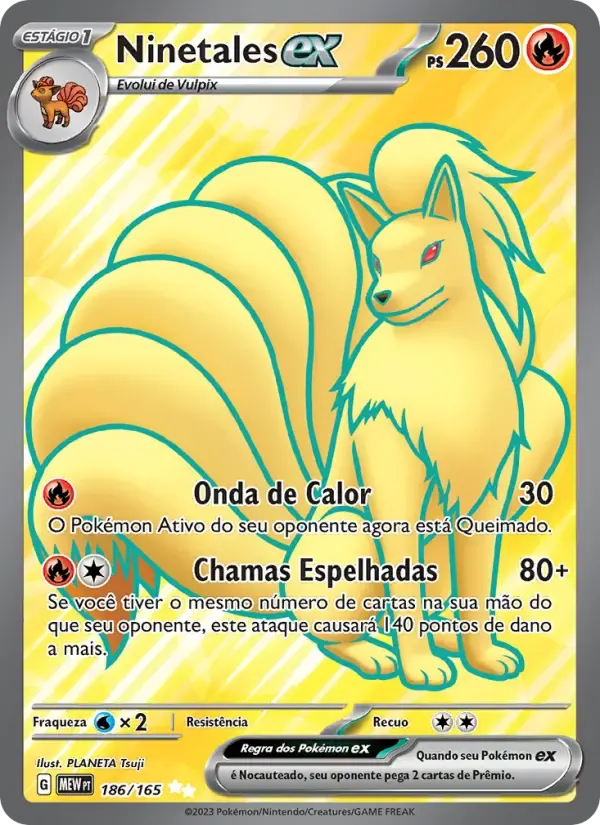 Ninetales ex — 151 186 Portuguese Pokémon card