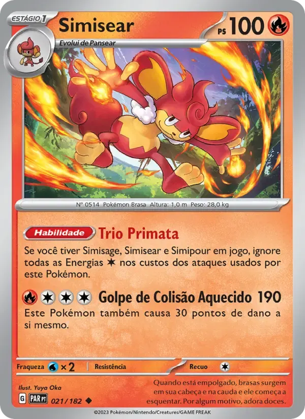 Simisear — Fenda Paradoxal 21 Portuguese Pokémon card