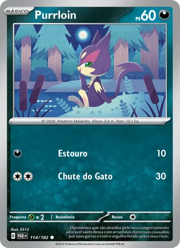 Purrloin — Fenda Paradoxal 114 Portuguese Pokémon card