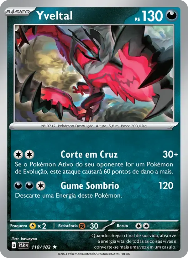 Yveltal — Fenda Paradoxal 118 Portuguese Pokémon card