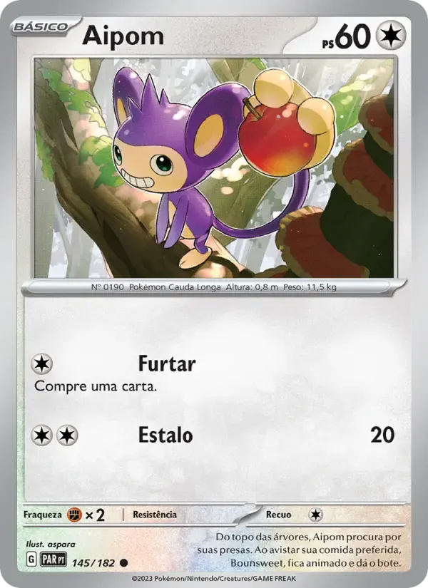 Aipom — Fenda Paradoxal 145 Portuguese Pokémon card
