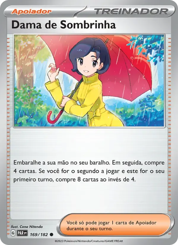 Dama de Sombrinha — Fenda Paradoxal 169 Portuguese Pokémon card