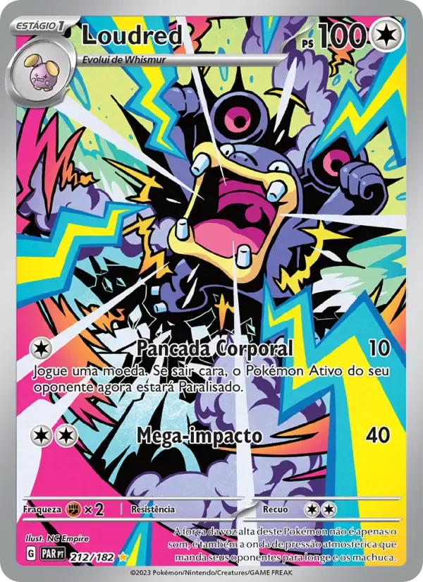Loudred — Fenda Paradoxal 212 Portuguese Pokémon card