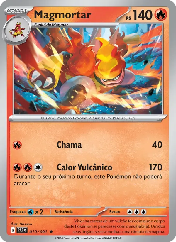 Magmortar — Destinos de Paldea 10 Portuguese Pokémon card