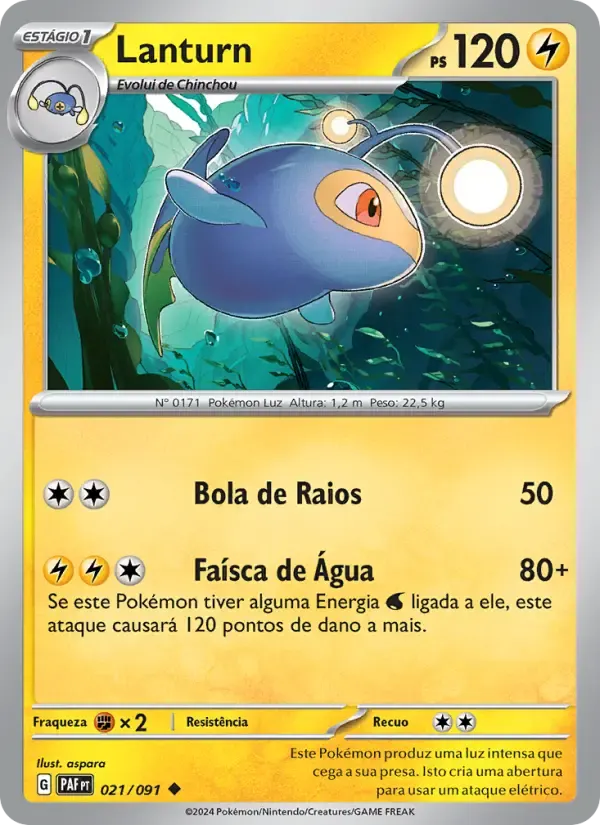Lanturn — Destinos de Paldea 21 Portuguese Pokémon card