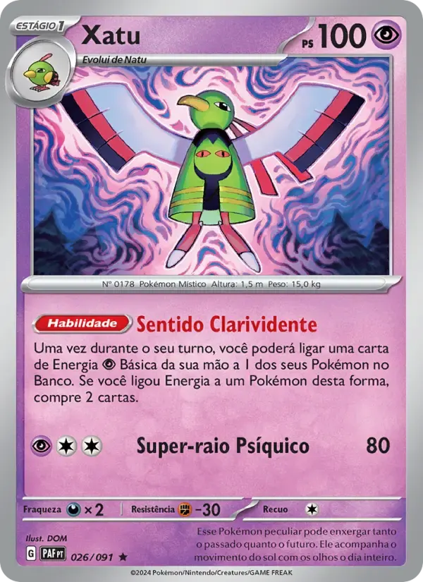 Xatu — Destinos de Paldea 26 Portuguese Pokémon card