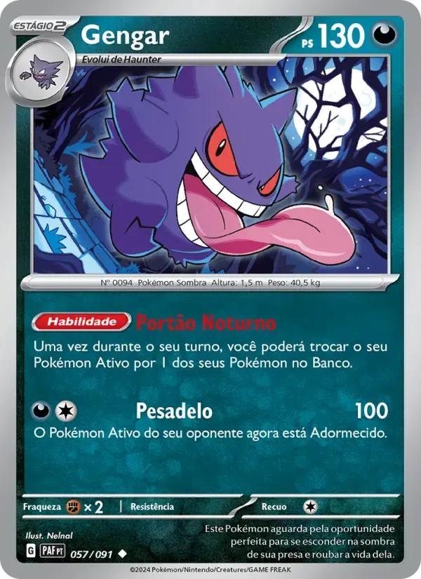 Gengar — Destinos de Paldea 57 Portuguese Pokémon card