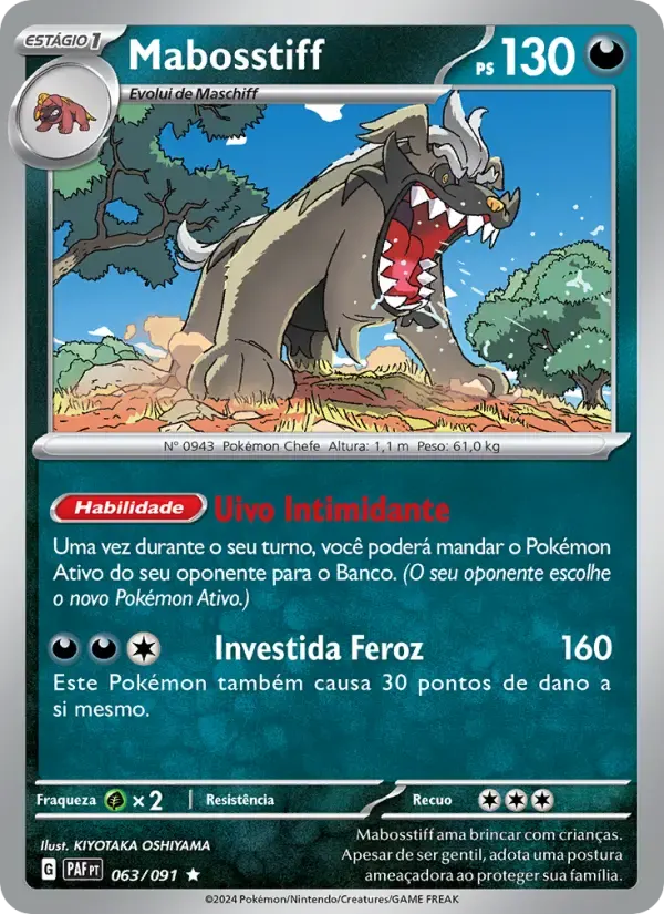 Mabosstiff — Destinos de Paldea 63 Portuguese Pokémon card