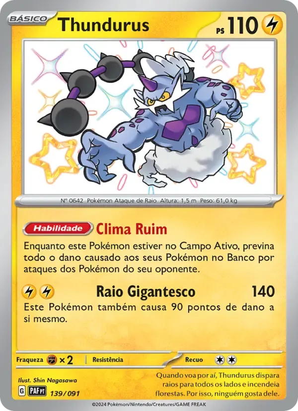 Thundurus — Destinos de Paldea 139 Portuguese Pokémon card