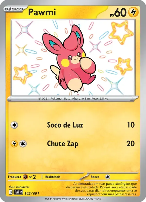 Pawmi — Destinos de Paldea 142 Portuguese Pokémon card