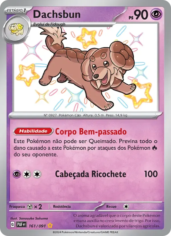 Dachsbun — Destinos de Paldea 161 Portuguese Pokémon card