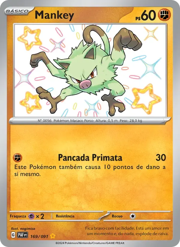 Mankey — Destinos de Paldea 169 Portuguese Pokémon card