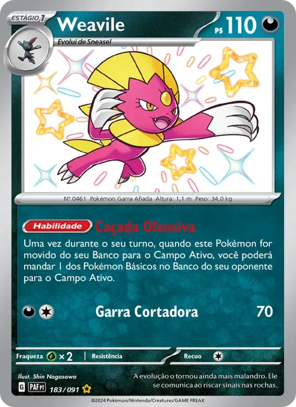 Weavile — Destinos de Paldea 183 Portuguese Pokémon card