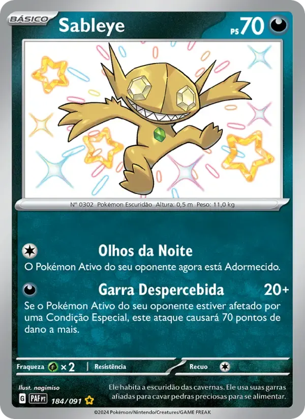 Sableye — Destinos de Paldea 184 Portuguese Pokémon card