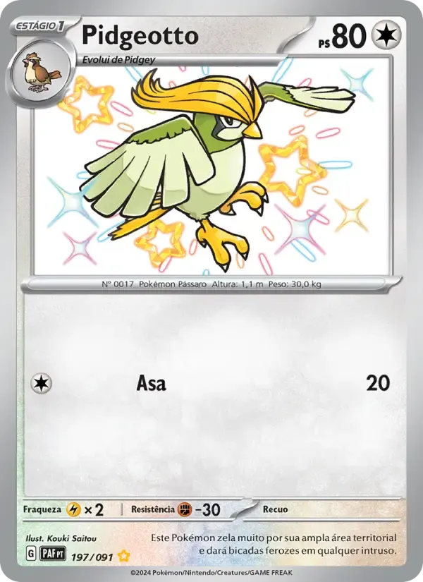 Pidgeotto — Destinos de Paldea 197 Portuguese Pokémon card