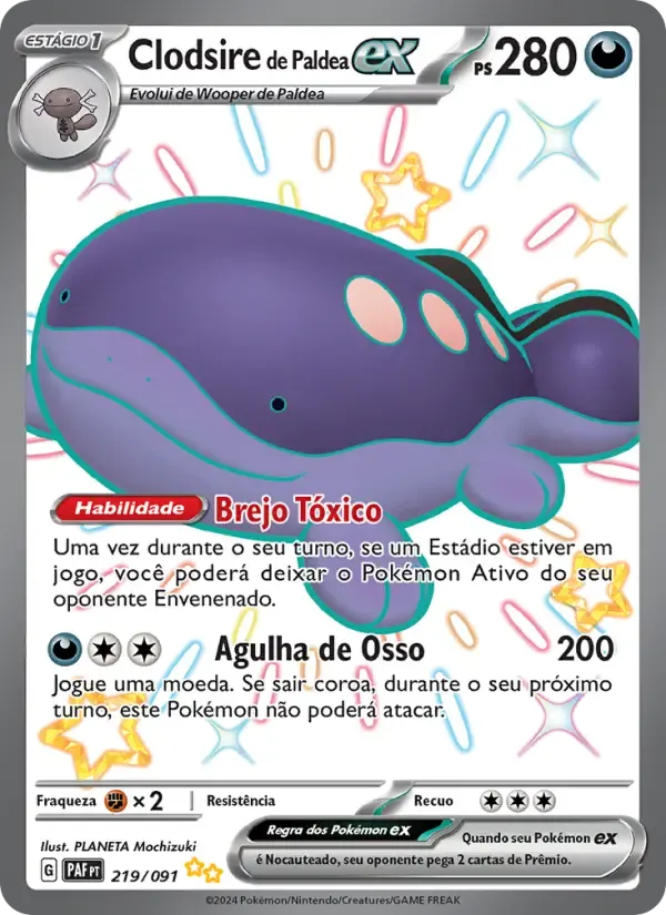 Clodsire de Paldea ex — Destinos de Paldea 219 Portuguese Pokémon card