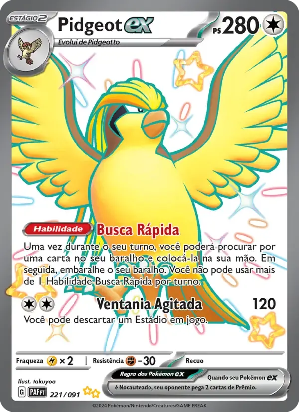 Pidgeot ex — Destinos de Paldea 221 Portuguese Pokémon card