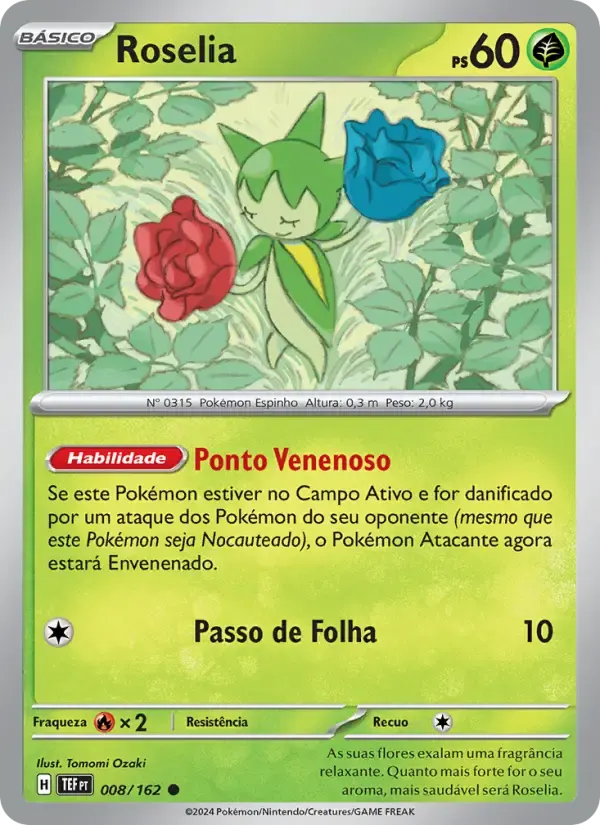 Roselia — Forças Temporais 8 Portuguese Pokémon card