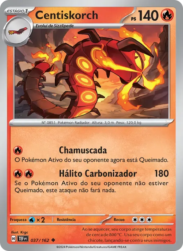 Centiskorch — Forças Temporais 37 Portuguese Pokémon card