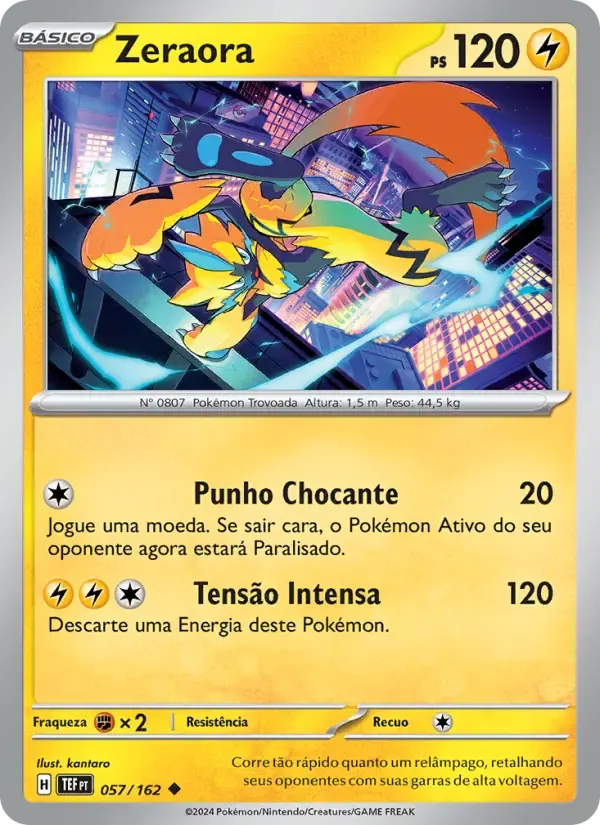 Zeraora — Forças Temporais 57 Portuguese Pokémon card