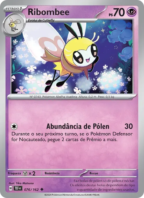 Ribombee — Forças Temporais 76 Portuguese Pokémon card