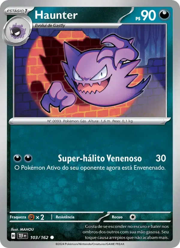 Haunter — Forças Temporais 103 Portuguese Pokémon card