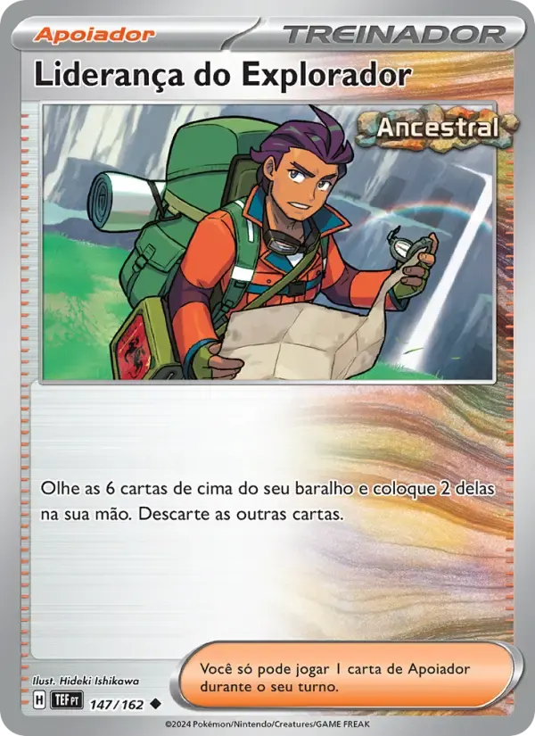 Liderança do Explorador — Forças Temporais 147 Portuguese Pokémon card