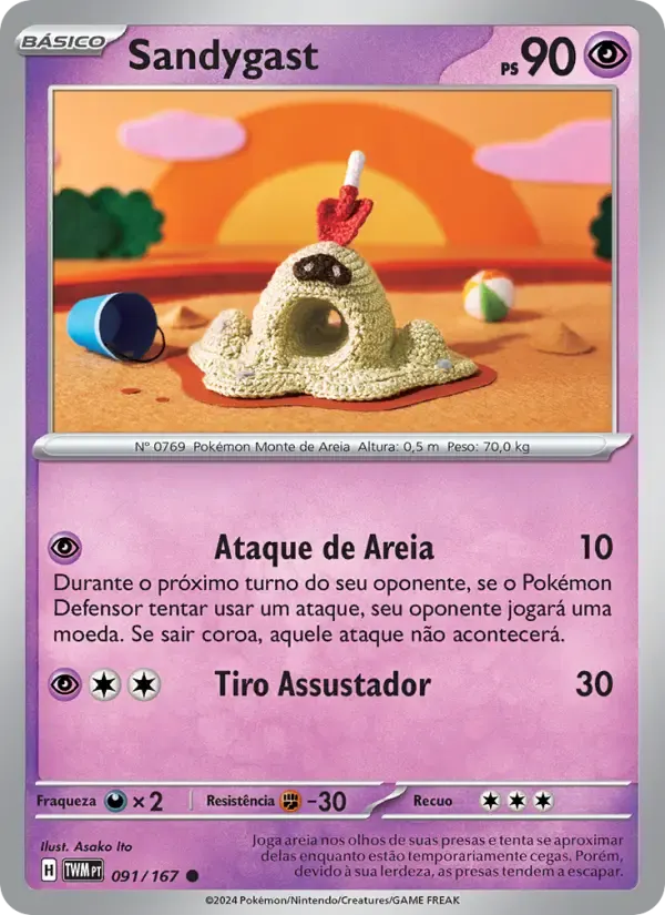 Sandygast — Máscaras do Crepúsculo 91 Portuguese Pokémon card
