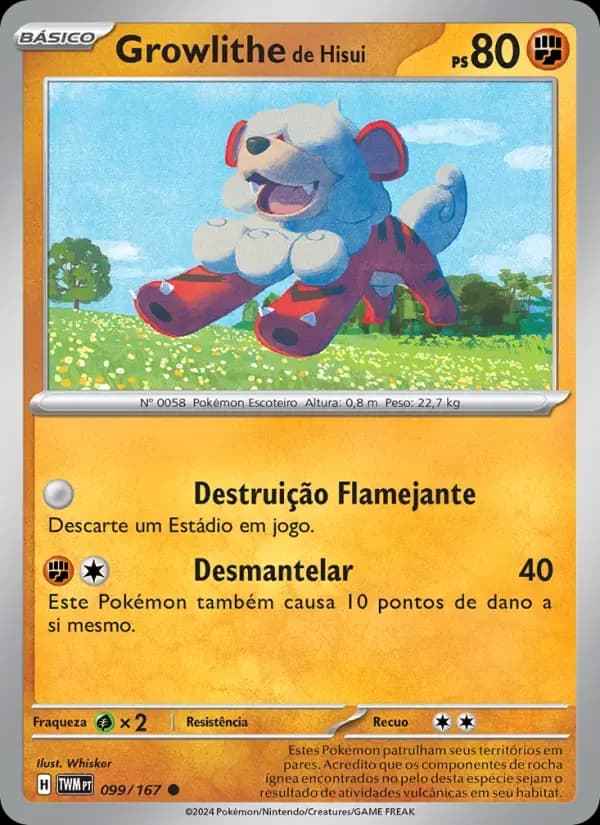 Growlithe de Hisui — Máscaras do Crepúsculo 99 Portuguese Pokémon card