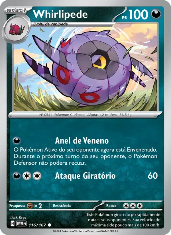 Whirlipede — Máscaras do Crepúsculo 116 Portuguese Pokémon card