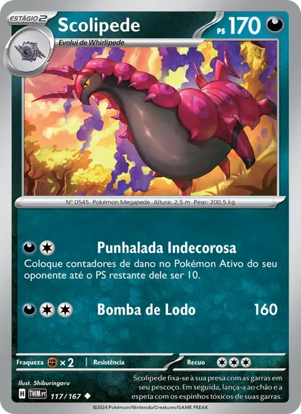 Scolipede — Máscaras do Crepúsculo 117 Portuguese Pokémon card