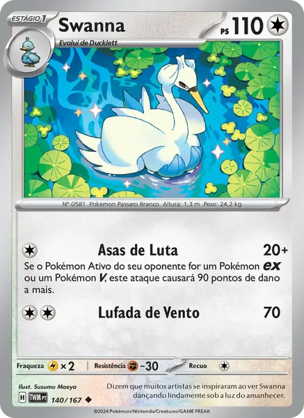 Swanna — Máscaras do Crepúsculo 140 Portuguese Pokémon card