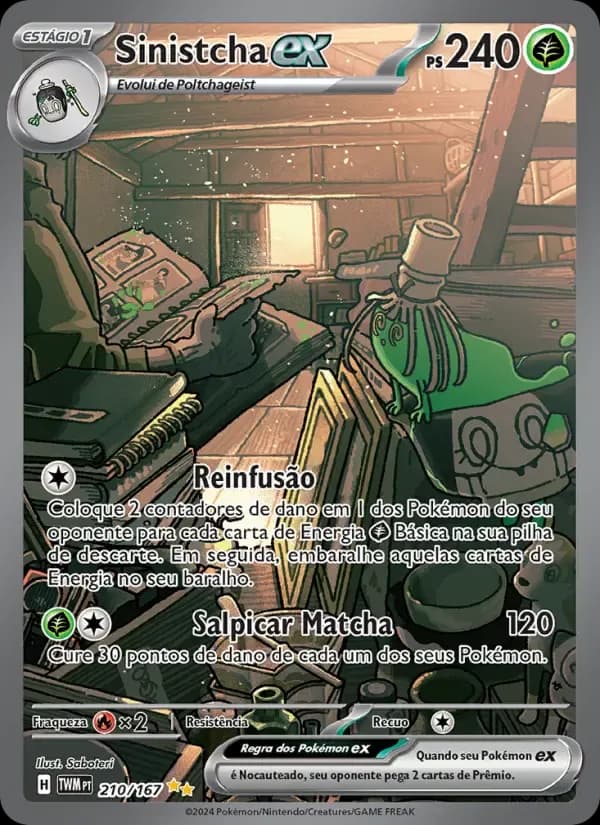 Sinistcha ex — Máscaras do Crepúsculo 210 Portuguese Pokémon card