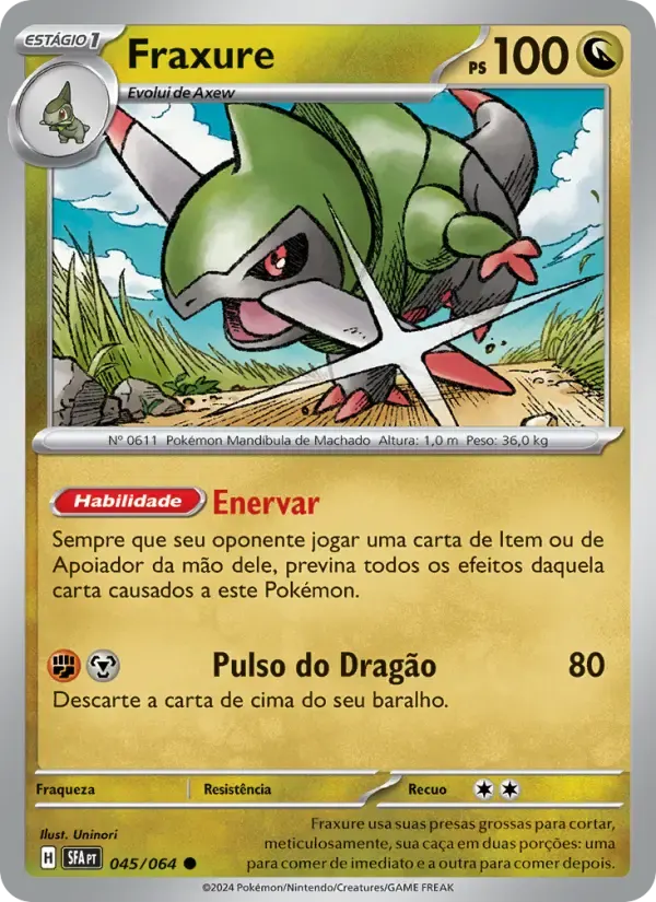 Fraxure — Fábulas Nebulosas 45 Portuguese Pokémon card