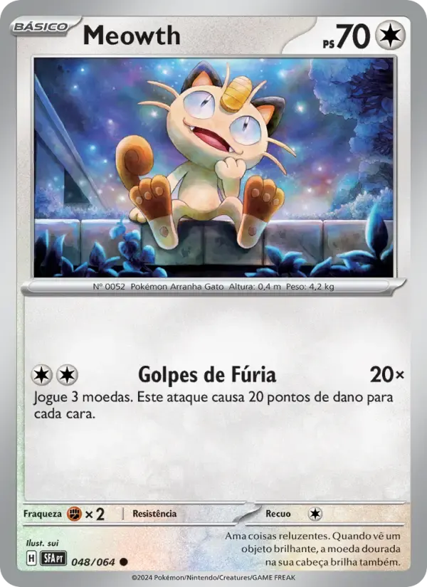 Meowth — Fábulas Nebulosas 48 Portuguese Pokémon card