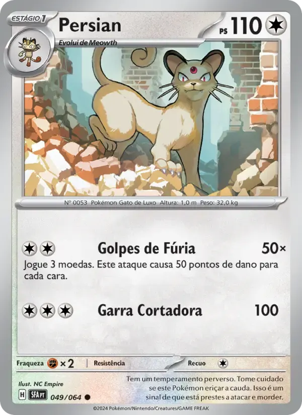 Persian — Fábulas Nebulosas 49 Portuguese Pokémon card