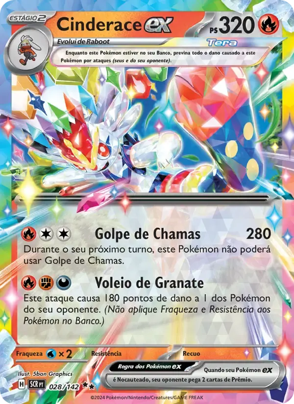 Cinderace ex — Coroa Estelar 28 Portuguese Pokémon card