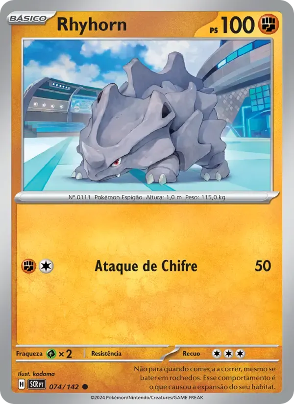 Rhyhorn — Coroa Estelar 74 Portuguese Pokémon card