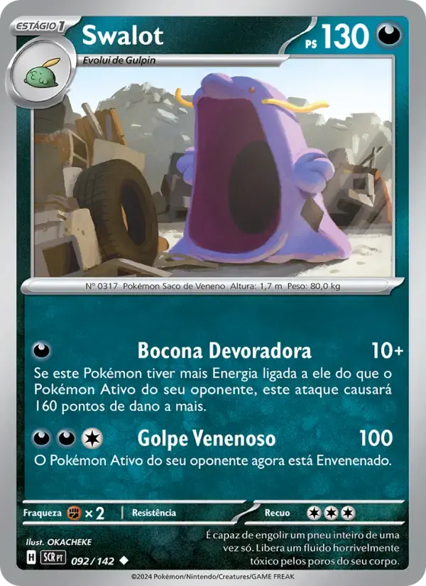 Swalot — Coroa Estelar 92 Portuguese Pokémon card