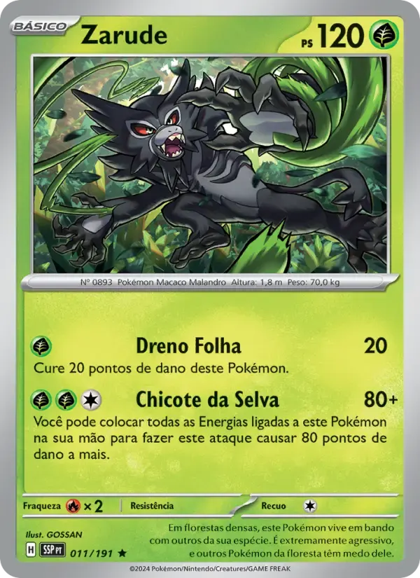 Zarude — Fagulhas Impetuosas 11 Portuguese Pokémon card