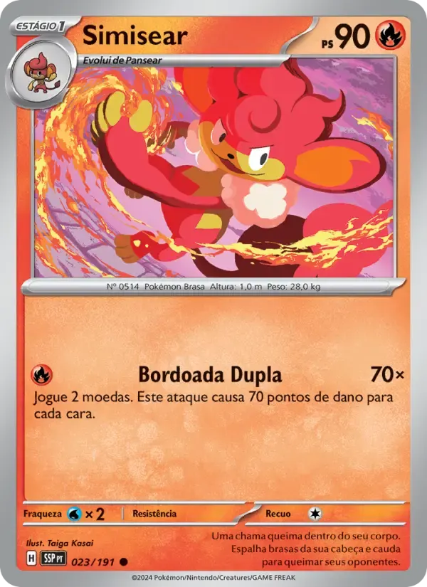 Simisear — Fagulhas Impetuosas 23 Portuguese Pokémon card