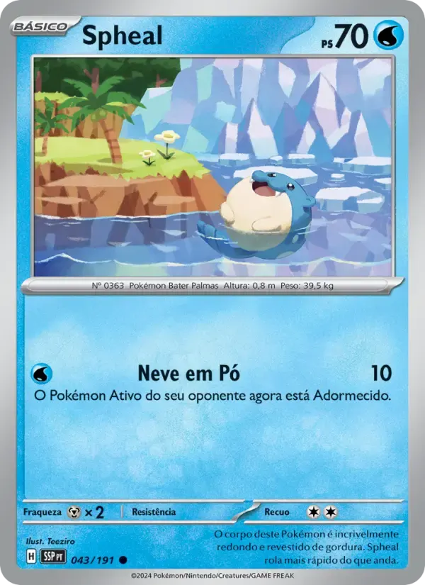 Spheal — Fagulhas Impetuosas 43 Portuguese Pokémon card